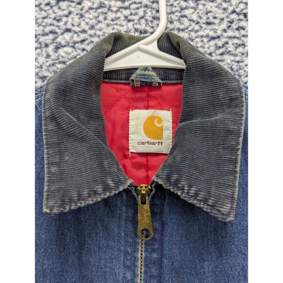 VTG Carhartt Detroit Denim Trucker Jacket Quilt Lined Size M Full Zip Distressed - Picture 15 of 16
